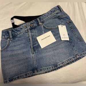 Alexander Wang Asymmetric Jean Skirt with Black Hip Layer